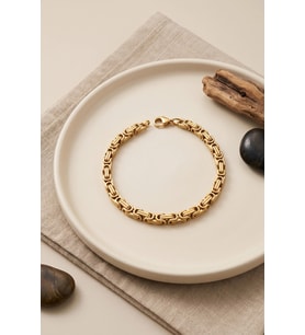 316L Çelik Gold Renk Kral Zincir Model Erkek Bileklik