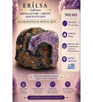 Sertifikalı Kristal Kuvars Ametist Akik Bantlı Jeot Doğal Taş Koleksiyonluk 5.5x8.5 cm 356 gr NO102