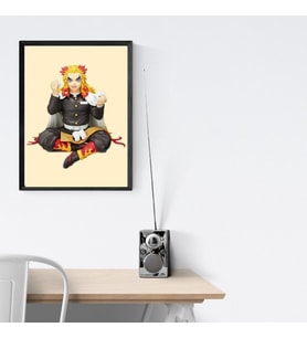 Demon Slayer Anime Rengoku Onigiri Duvar Posteri - Çerçevesiz
