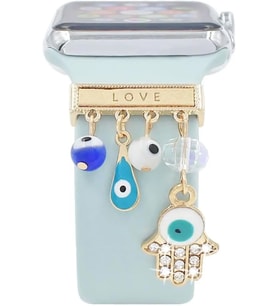 Apple Watch 10 46mm için Kordon Süsü Charm Love Hamsa [Watch Series 10 46mm ile Uyumlu Kordon - Gold]