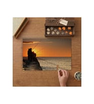 Gün Batımında Balık Tutan Balıkçılar Tasarımı 240 parça Ahşap Puzzle Ahşap Kutuda MP00798