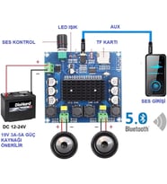 2 x 100W Bluetooth 5.0 Amfi Devresi TDA7498 TF Kart XH-A105
