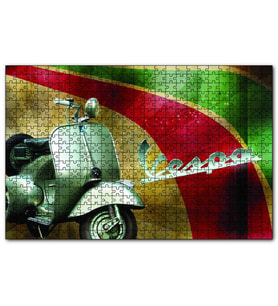 Cakapuzzle Gri Vespa Motorsiklet Vintage 120 Parça Puzzle Yapboz MDF (Ahşap)