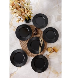 Keramika Mat Siyah Myra Pasta Tabağı 22 Cm 6 Adet 956