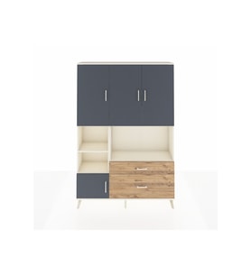 Arges Dolap 7 Raflı 2 Çekmeceli 5 Kapaklı 132x30x195 Aytaşı-Antrasit/Çam