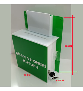 yeşil renk pleksi dilek öneri kutusu