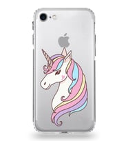 Apple iPhone SE 2020 Uyumlu Kamera Korumalı Tıpalı Kapak Unicorn Tasarımlı Silikon Şeffaf Kılıf