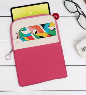 BK Gift Modern Soyut Tasarımlı Taşınabilir Koruyucu Tablet Kılıfı & Organizer Çanta - Pembe-2