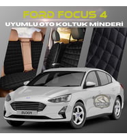 Ford Focus 4 Siyah Renk Tay Tüyü Cepli & Terletmez Sırtlı Oto Koltuk Minder Seti - Koltuk Koruma Kılıfı (ÖN & ARKA TAM SET)