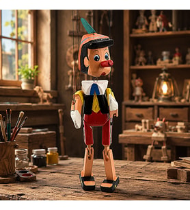 Ahşap İpli Pinokyo Kukla El Yapımı Dekoratif Hareketli Marionette Koleksiyonluk Hediyelik Oyuncak 20cm