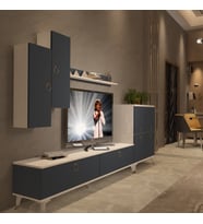 Decoraktiv Eko 6 Mdf Std Gold Tv Ünitesi Tv Sehpası - Beyaz Antrasit (Beyaz - Antrasit)