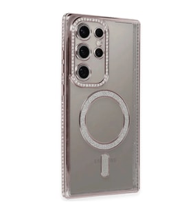 Northcity Samsung Galaxy S24 Ultra Kılıf Joke Simli Magneticsafe Kılıf - Pembe