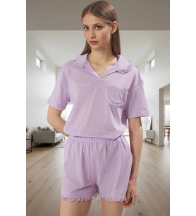Kadın Hamile Pijama Takımı Viskon Süprem Örme Yazlık Rahat Modern Stil Premium Kalite Ve Şık (Lila)