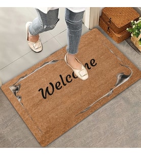 Valerine Life Sisli Çerçeve Welcome Kapı Önü Paspası 45x70cm (Kahverengi)