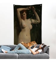 Gustave Courbet - Dallara Tutunan Nü Kadın Duvar Örtüsü-7364