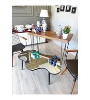 Fawdecor Aynalı Masif Ahşap Orta Sehpa - 120 x 75 cm Ebatında Ahşap Modern Cam Tablalı Orta Sehpa (Siyah)