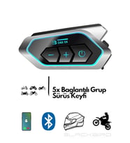 Motosiklet İntercom 5X Cihaz Eşleşmeli Tüm Kasklara Uygun RGB Işıklı 5.3 Bluetooth