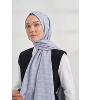 Armanda Cotton Monogram Geometrik Desen Şal 3120 (Gri)