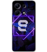 İnfinix Note 30 Pro Kılıf HD Desen Baskılı Kılıf - Dark Neon Yaprak S Harfi