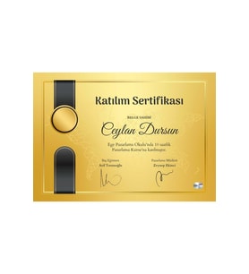 Gold Siyah Modern Katılım Sertifikası Sertifika