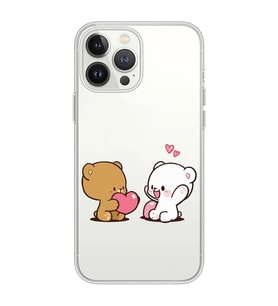 Iphone 12 Pro Uyumlu Kalpli Ayıcıklar Tasarımlı Şeffaf Telefon Kılıfı