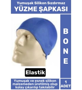 Premium Su Geçirmez Elastik Yumuşak Yüzücü Havuz Deniz Yüzme Şapkası Silikon Bone 1 Adet