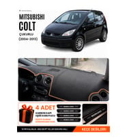 e-biz MITSUBISHI COLT ÇUKURLU (2004-2013) Uyumlu Torpido Örtüsü, Torpido Kılıfı - Siyah-Kahverengi - MI005