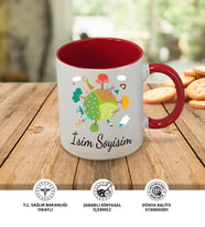 Anne Temalı Kişiye Özel İsim ve Fotoğraf Baskılı Kupa Bardak No:001 (Kırmızı)