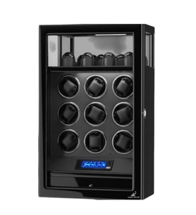 Robert Taylor Greenwich 9 Slotlu Watch Winder +4 Muhafazalı Çekmeceli Siyah