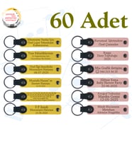 Sarı & Y Ağzı, 60’lı Set, Tüm Sınıf İçin Anlamlı Hediye, Üzerine İsim Yazılabilen Deri Anahtarlık