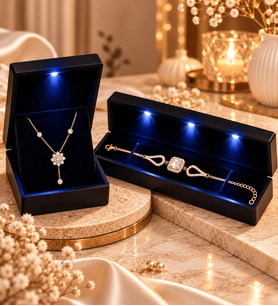 925 Ayar Gümüş Kadın Takı Seti Gold Sallantılı Kolye ve Gold Baget Bileklik Işıklı Kutulu