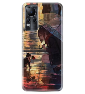 INFINIX Note 11 Pro Note 10 Hot 9 Play Kılıf Desemli Silikon Kız ve Kedi 1762