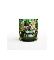 St. Patrick Şapkasıyla Roseümseyen Corgi Temalı Baskılı Kupa Bardak