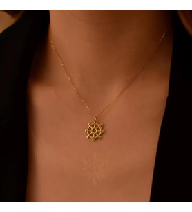 Kişiye Özel 925 Ayar Gümüş Gemi Dümen Model Kolye (Gold)