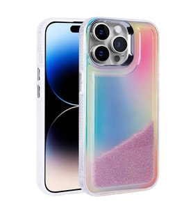 Apple iPhone 14 Pro Uyumlu Kılıf Airbagli Renkli Arka Yüzey Boncuk Tasarımlı Zore Kumul Kapak (Mor)