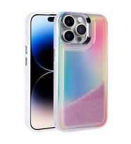 Apple iPhone 14 Pro Uyumlu Kılıf Airbagli Renkli Arka Yüzey Boncuk Tasarımlı Zore Kumul Kapak (Mor)