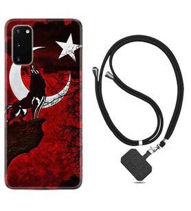 Samsung A02S A03S A10 A12 A13 A21S A22 Kılıf Boyun Askılı Silikon Wolf and Moon 2 1381