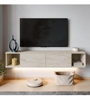 İnarch Dizayn Twist Led Işıklı Duvara Monte TV Sehpası - 2 Kapaklı