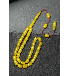 İdeal Boy Akıcı Çekim Limon Sarısı Sıkma Kehribar Tesbih
