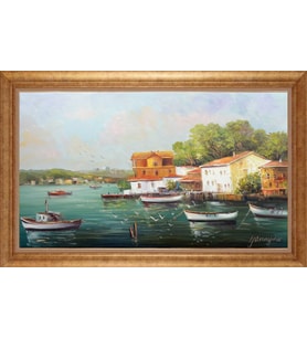 Çerçeveli Paspartulu Manzara Tablo bm1850 (Gold)