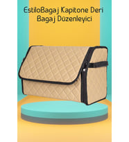 EstiloBagaj Kapitone Deri Oto Bagaj Düzenleyici Bej (Çok Renkli)