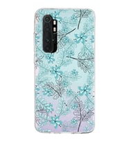 Xiaomi Mi Note 10 Lite Uyumlu Kapak Floral Su Yeşili Tasarımlı Şeffaf Silikon Kılıf