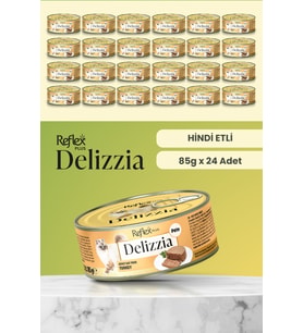 Reflex Plus Delizzia / Kıyılmış Hindi Etli Yetişkin Kedi Maması 85g x 24 Adet