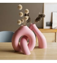 3D Baskı Interlocking Vazo - İç İçe Geçen Dekoratif Vazo-Pembe