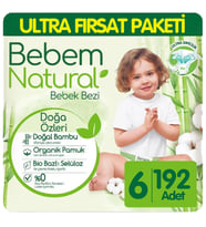 Bebem Natural Bebek Bezi Ultra Fırsat Paketi 6 Beden 64x3 192 Adet