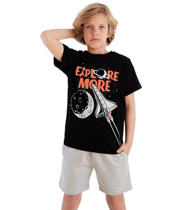 Explore Erkek Çocuk T-shirt Şort Takım (Siyah)