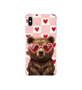 PrintiFy Apple iPhone Xs Max ile Uyumlu Pembe Pötikare Serisi Kocaman Sevgi Tasarımlı Uv Baskılı Köşe Korumalı Antişok Kılıf