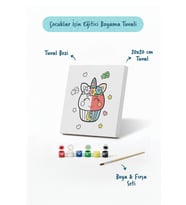 Çiçekli Unicorn Boyama Tuvali – Şövalesiz Boya Seti 20x20