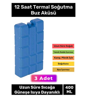 Premium Uzun Süre Sıcağa Güneşe Isıya Dayanıklı 12 Saat Termal Soğutma Buz Aküsü Kasedi 3'lü
