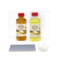 Doğal Ahşap Cila Seti Şeffaf Gomalak 250 ml + Cila Yağı 250 ml + Sürme Topu + Zımpara